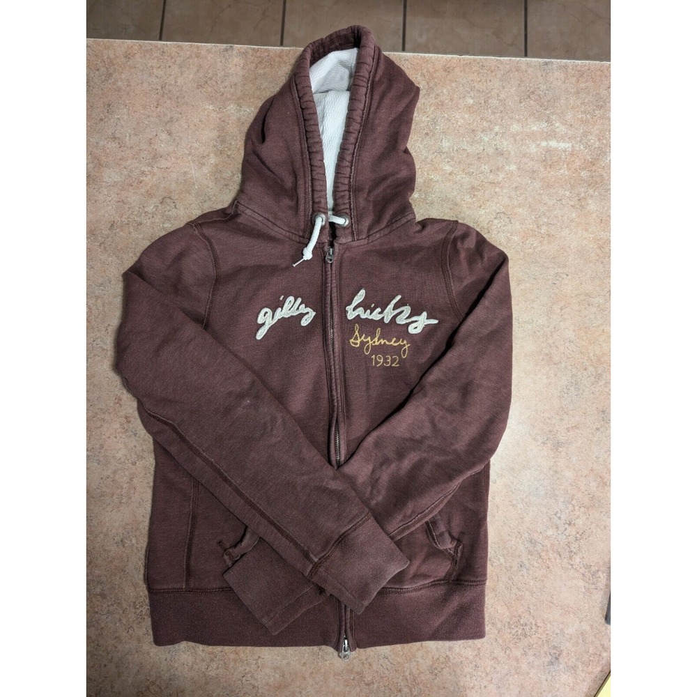 Gilly Hicks Sweatshirt Hoodie Full Zip Girls Jr. Size Large Maroon Embroidered